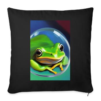 Frog in a bubble - Sofa pillowcase 17,3'' x 17,3'' (45 x 45 cm) - black - Front