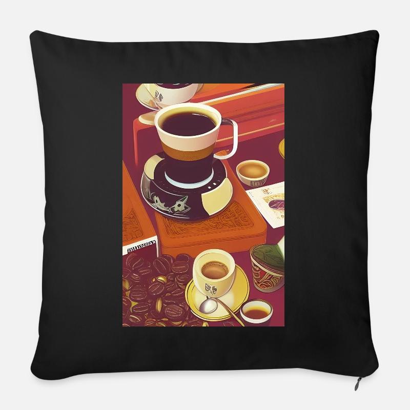 Kaffee, Kaffeebohnen - Sofakissenbezug 45 x 45 cm - Schwarz