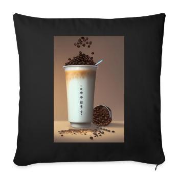 Café, grains de café - Housse de coussin décorative 45 x 45 cm - noir - Devant