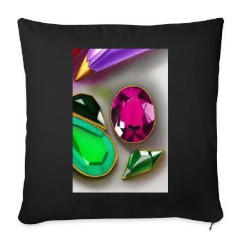 Bunte Edelsteine - Sofakissenbezug 45 x 45 cm - Schwarz - Vorne