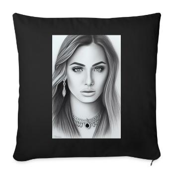 Femme avec des bijoux - Housse de coussin décorative 45 x 45 cm - noir - Devant