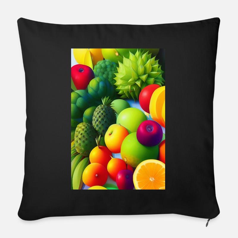 Früchte - Sofakissenbezug 45 x 45 cm - Schwarz