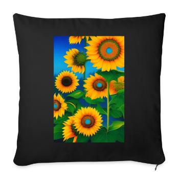 Sonnenblumen - Sofakissenbezug 45 x 45 cm - Schwarz - Vorne