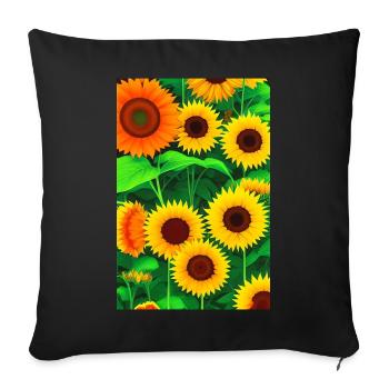 Sunflowers - Sofa pillowcase 17,3'' x 17,3'' (45 x 45 cm) - black - Front