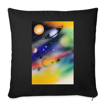 Weltall und Planeten - Sofakissenbezug 45 x 45 cm - Schwarz - Vorne
