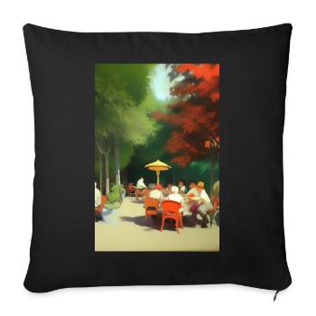 Outdoor Asian Cafe - Sofa pillowcase 17,3'' x 17,3'' (45 x 45 cm) - black - Front
