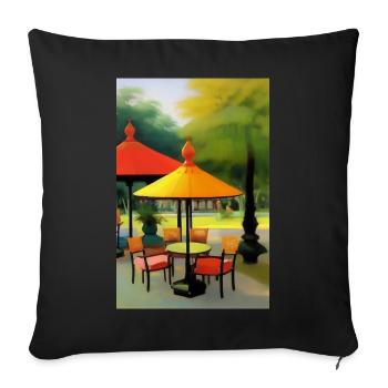 Outdoor Asian Cafe - Sofa pillowcase 17,3'' x 17,3'' (45 x 45 cm) - black - Front