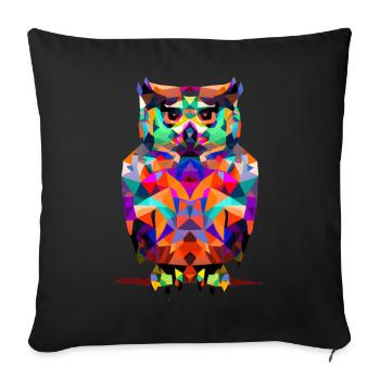 Hibou polygonal - Housse de coussin décorative 45 x 45 cm - noir - Devant
