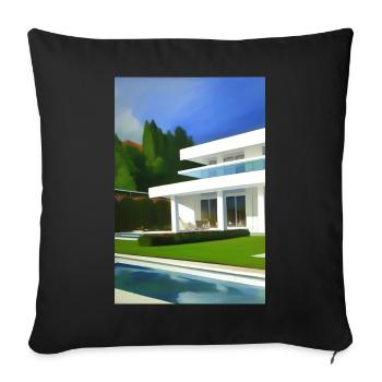 White villa with pool - Sofa pillowcase 17,3'' x 17,3'' (45 x 45 cm) - black - Front