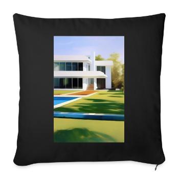 Villa blanche avec piscine - Housse de coussin décorative 45 x 45 cm - noir - Devant