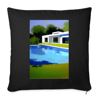 Villa blanche avec piscine - Housse de coussin décorative 45 x 45 cm - noir - Devant