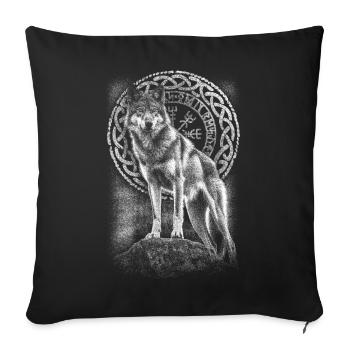 Wolf Vegvisir Rune - Housse de coussin décorative 45 x 45 cm - noir - Devant