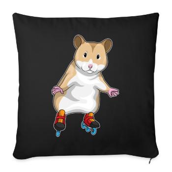 Hamster Inline skating Inline skates - Sofa pillowcase 17,3'' x 17,3'' (45 x 45 cm) - black - Front
