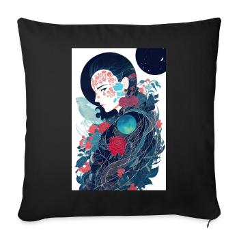 Geisha - Housse de coussin décorative 45 x 45 cm - noir - Devant