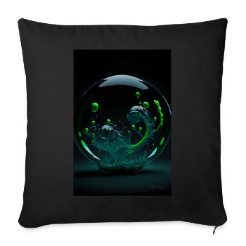 Kaos in einer Blase grün 4 - Sofakissenbezug 45 x 45 cm - Schwarz - Vorne