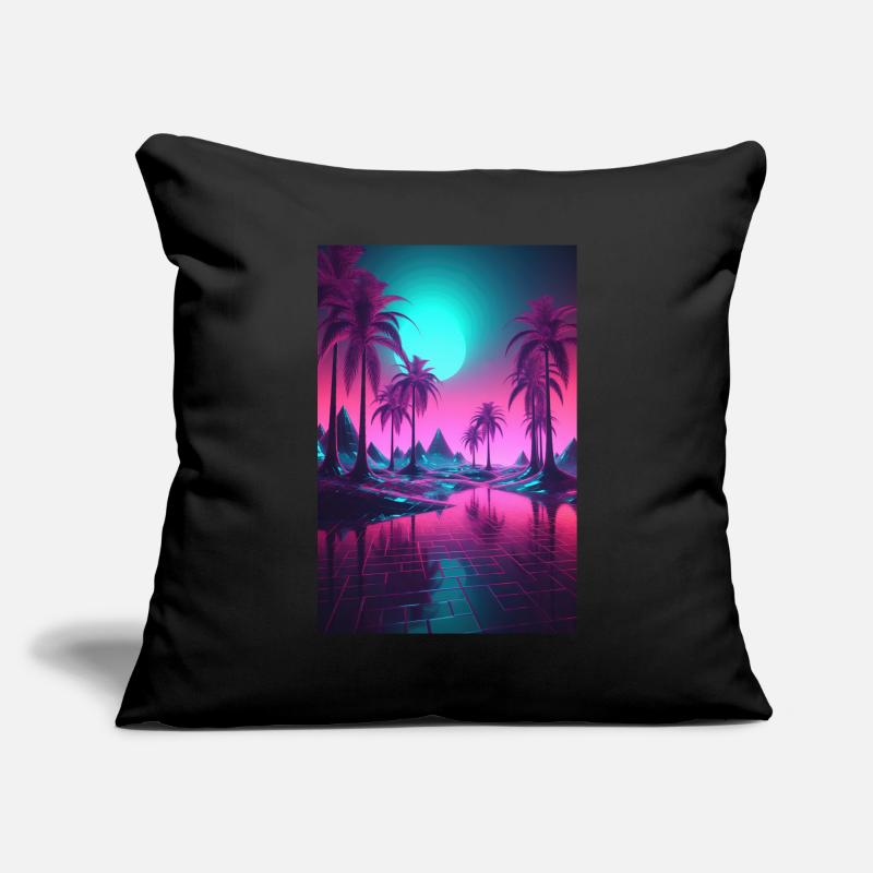 Eine surreale kosmische Synthwave Retrowave Nacht Sofakissenbezug 45 x 45 cm