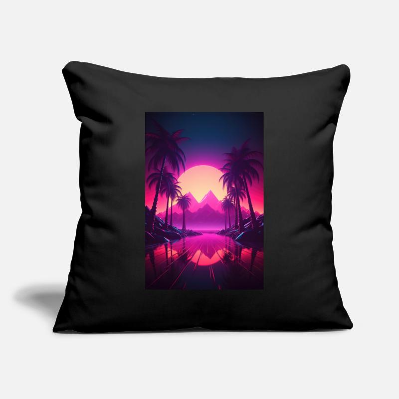 Beachside Beats: Synthwave-Vibes unter Palmen Sofakissenbezug 45 x 45 cm