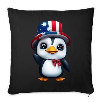 Patriotic penguin for the 4th of July - Sofa pillowcase 17,3'' x 17,3'' (45 x 45 cm) - black - Front