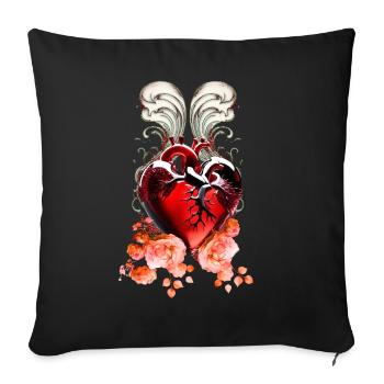 Wonderful heart made of glass. - Sofa pillowcase 17,3'' x 17,3'' (45 x 45 cm) - black - Front