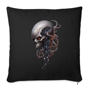 Steampunk Alien Skull Spine Fantasy Shirt - Sofa pillowcase 17,3'' x 17,3'' (45 x 45 cm) - black - Front