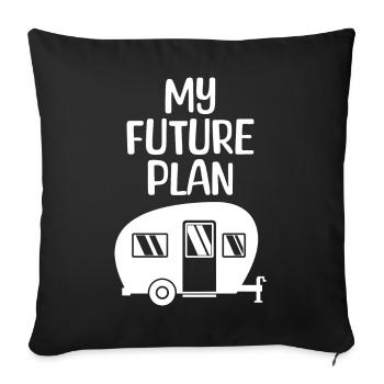 Camping-car Randonneur Déclaration Camping Camper - Housse de coussin décorative 45 x 45 cm - noir - Devant