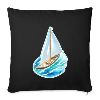 Segelschiff - Sofakissenbezug 45 x 45 cm - Schwarz - Vorne