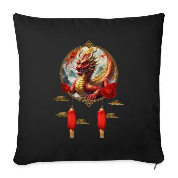 Happy New Year of the Chinese Dragon. - Sofa pillowcase 17,3'' x 17,3'' (45 x 45 cm) - black - Front