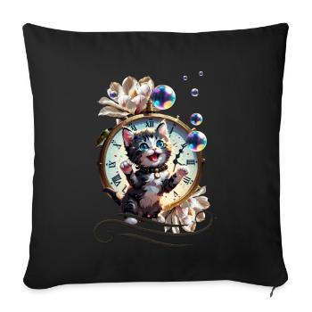 Happy New Year I wish you the cute kitten. - Sofa pillowcase 17,3'' x 17,3'' (45 x 45 cm) - black - Front