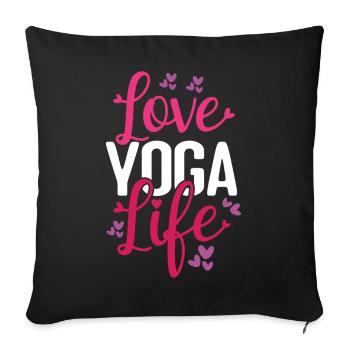 Aimer Yoga Vie - Housse de coussin décorative 45 x 45 cm - noir - Devant