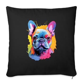 Bouledogue français coloré - Housse de coussin décorative 45 x 45 cm - noir - Devant