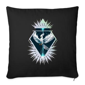 Merveilleux phénix fantaisie blanc. - Housse de coussin décorative 45 x 45 cm - noir - Devant