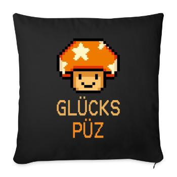 Glückspüz - Lucky Guy, Dialect, Pixel - Sofa pillowcase 17,3'' x 17,3'' (45 x 45 cm) - black - Front