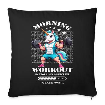 Einhorn Morning Workout - Sofakissenbezug 45 x 45 cm - Schwarz - Vorne