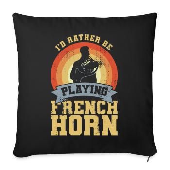 Funny French horn player joke - Sofa pillowcase 17,3'' x 17,3'' (45 x 45 cm) - black - Front