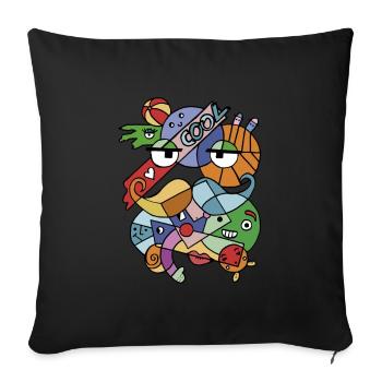 Fraîcheur abstraite des visages géométriques et de la moustache - Housse de coussin décorative 45 x 45 cm - noir - Devant