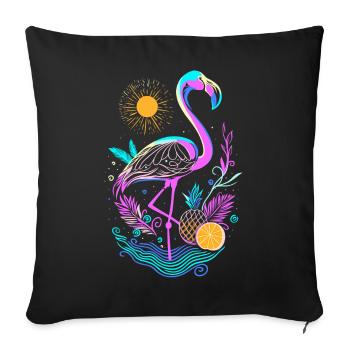 Fruits d’ananas flamant rose - Housse de coussin décorative 45 x 45 cm - noir - Devant