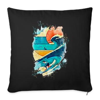 Surfer Illustration on the Wave - Fun Surf - Sofa pillowcase 17,3'' x 17,3'' (45 x 45 cm) - black - Front