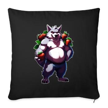 Loup Fraise 1 - Housse de coussin décorative 45 x 45 cm - noir - Devant