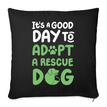 Hund Rettung adoptieren - Sofakissenbezug 45 x 45 cm - Schwarz - Vorne