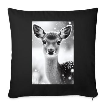 Tranquil Deer in Snowy Forest - Sofa pillowcase 17,3'' x 17,3'' (45 x 45 cm) - black - Front