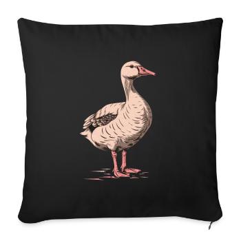 Gans in vintage pink - Sofakissenbezug 45 x 45 cm - Schwarz - Vorne