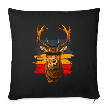 Hirsch mit Sonnenbrille vintage - Sofakissenbezug 45 x 45 cm - Schwarz - Vorne