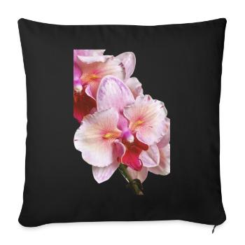 Phalaenopsis Swan Blush Peloric Orchid Blossom - Sofa pillowcase 17,3'' x 17,3'' (45 x 45 cm) - black - Front