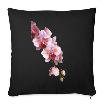 Phalaenopsis Cygne Fard à joues Fleurs d’orchidée pélorique - Housse de coussin décorative 45 x 45 cm - noir - Devant