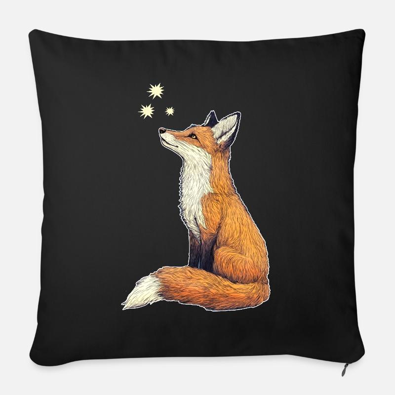 Fuchs mit Sternen - Sofakissenbezug 45 x 45 cm - Schwarz