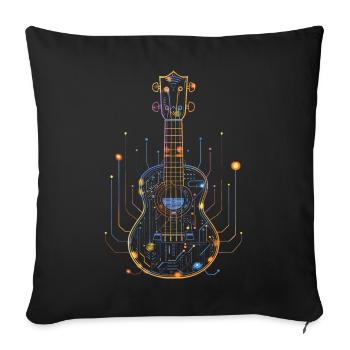 Ukulele Drawing - Sofa pillowcase 17,3'' x 17,3'' (45 x 45 cm) - black - Front