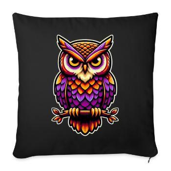 Owl - Sofa pillowcase 17,3'' x 17,3'' (45 x 45 cm) - black - Front