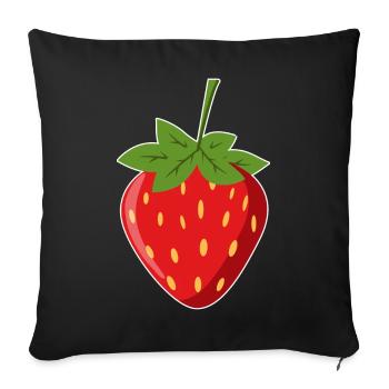 Fraise - Housse de coussin décorative 45 x 45 cm - noir - Devant
