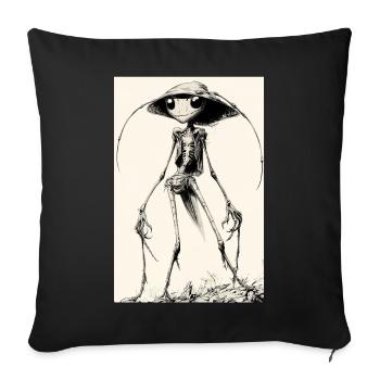 Skeletal aliens with hats – darkly charming - Sofa pillowcase 17,3'' x 17,3'' (45 x 45 cm) - black - Front