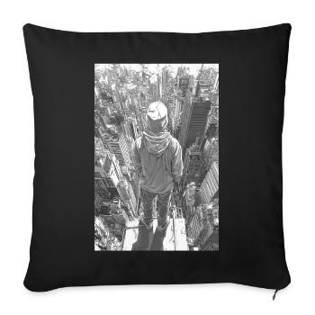 Hoodie over Skyline – Urban View - Sofa pillowcase 17,3'' x 17,3'' (45 x 45 cm) - black - Front